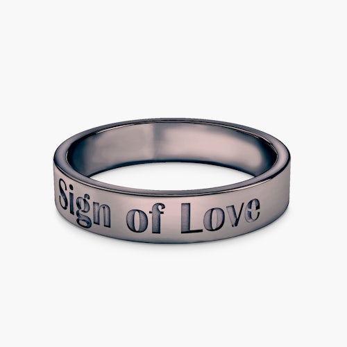 Obrączka partnerska Sign of Love®: czarne złoto, płaska, 4mm